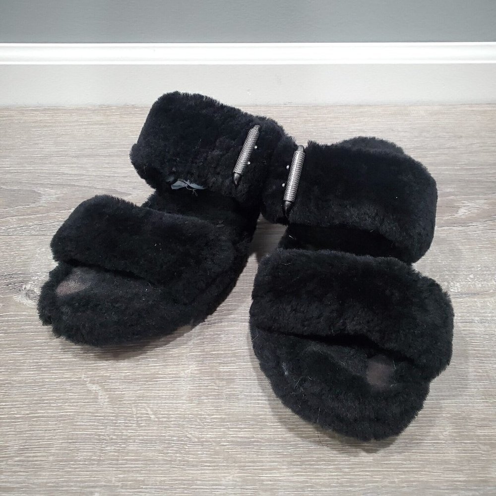 UGG Australia Fuzzy Yeah Slide Slippers Soft Sheepskin Shearling Slip Ons Size 8